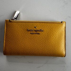 Kate Spade Leila Small Slim Bifold Yellow Leather Wallet
